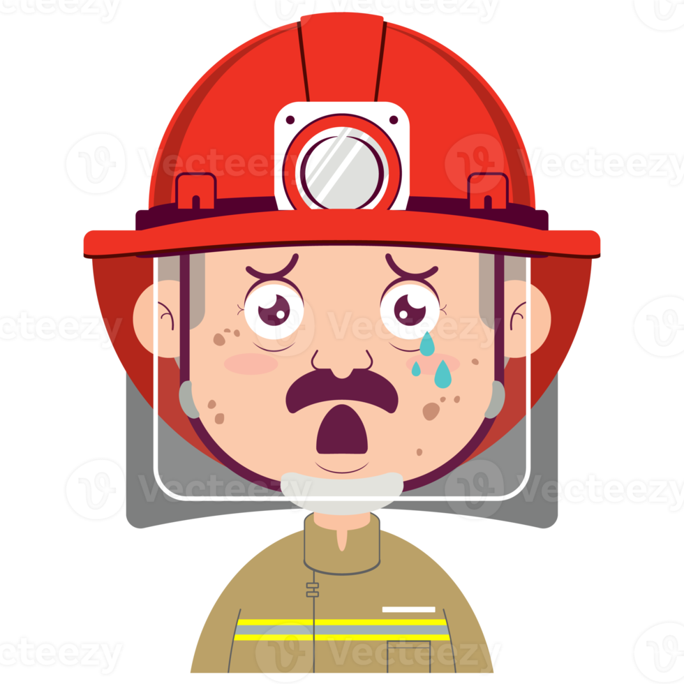 bombero llorando cara dibujos animados lindo png