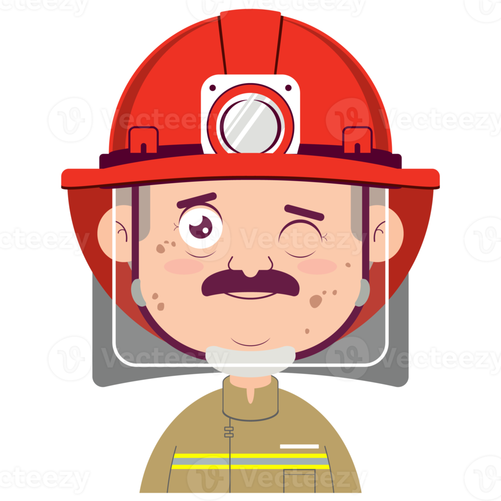 bombero cara feliz dibujos animados lindo png