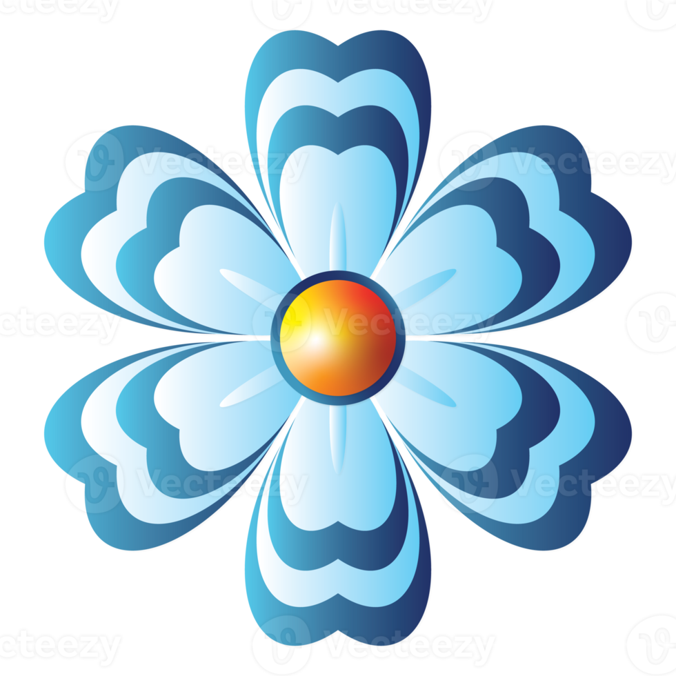 blue flower illustration design png