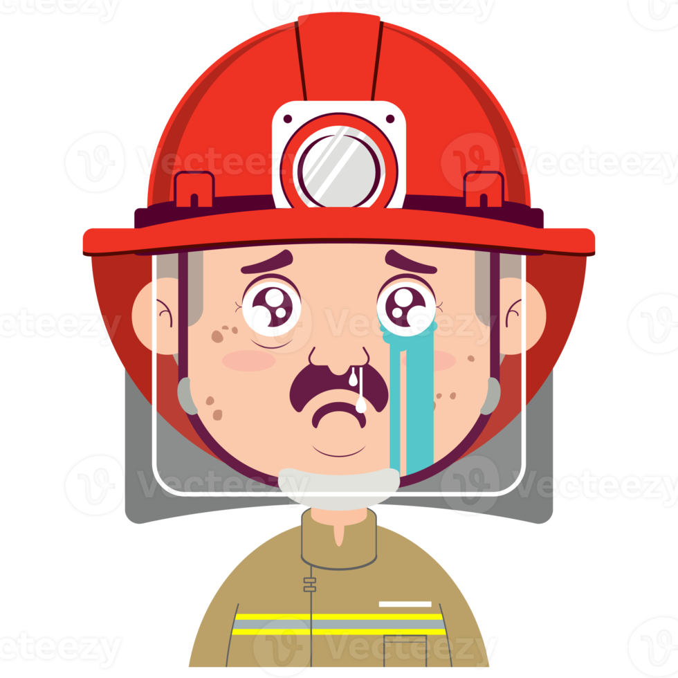 bombero llorando cara dibujos animados lindo png