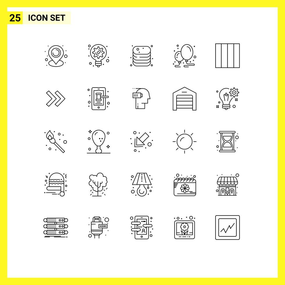 Pack of 25 creative Lines of layout party canned decoration balloon Editable Vector Design Elements