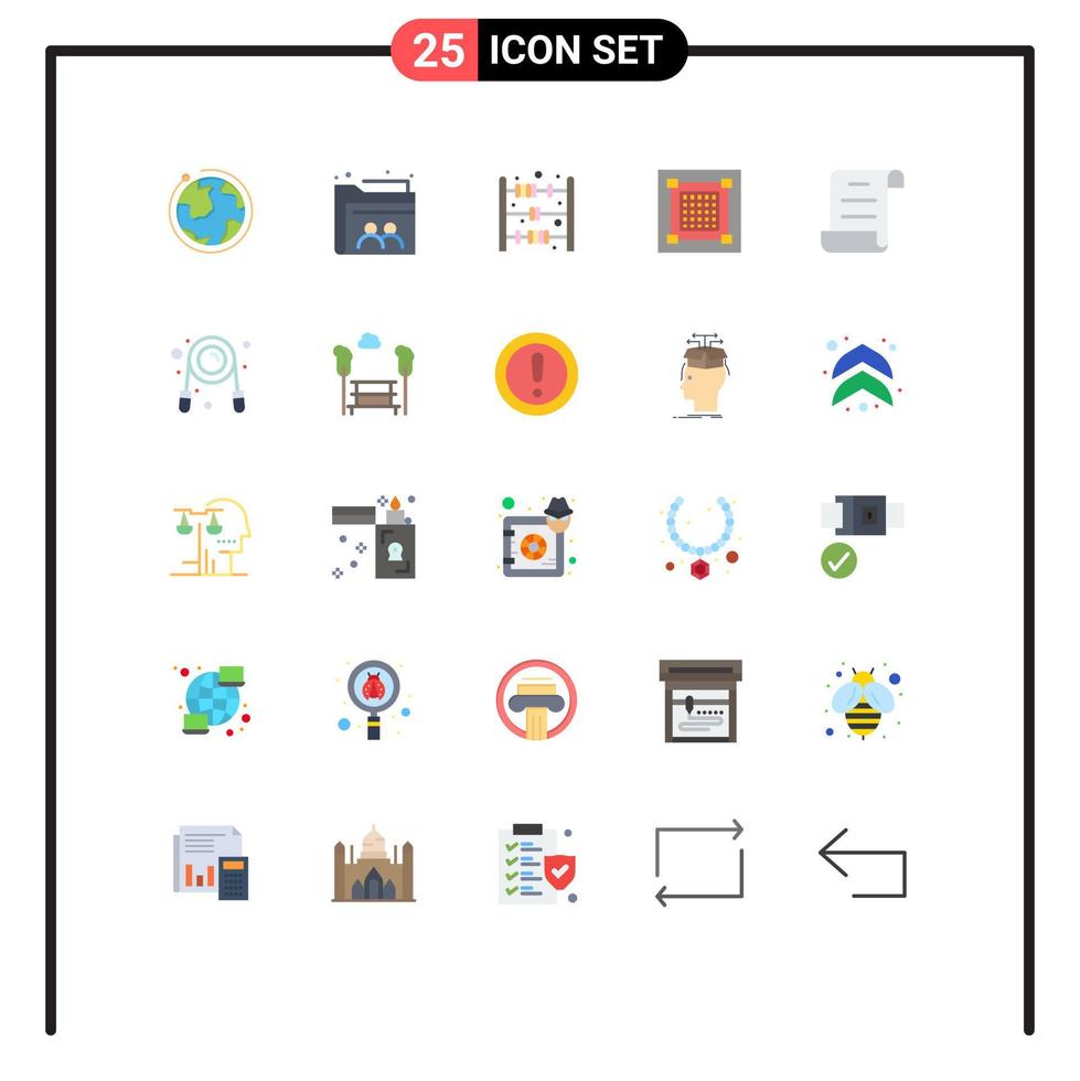 Flat Color Pack of 25 Universal Symbols of log grid abacus toy graphic design Editable Vector Design Elements
