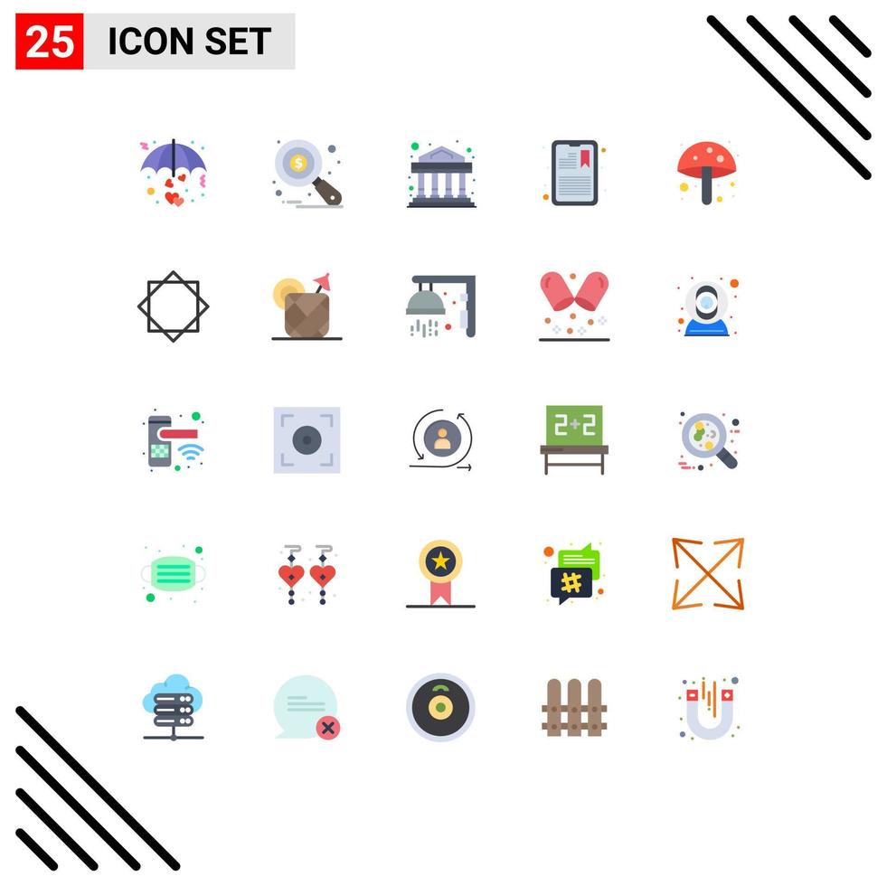 Pictogram Set of 25 Simple Flat Colors of amanita information tax monitoring info assignment Editable Vector Design Elements