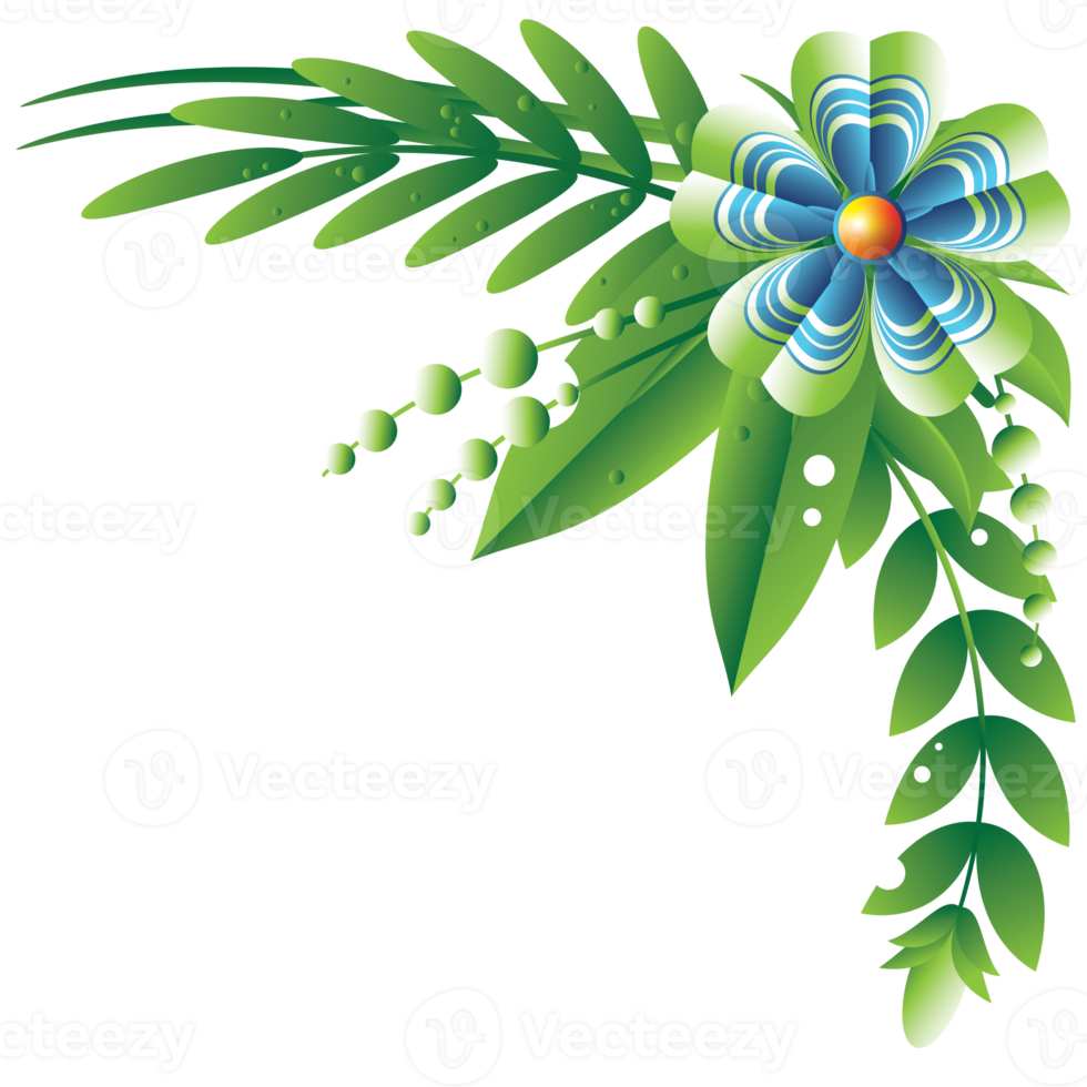 blomma topp rätt hörn ram png