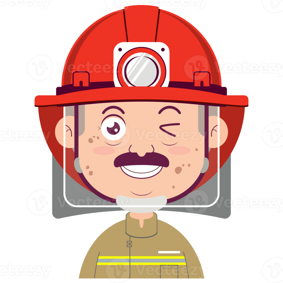 brandweerman gelukkig gezicht tekenfilm schattig png