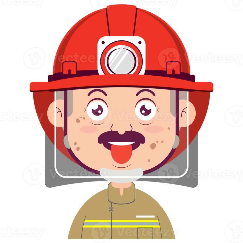 brandweerman speels gezicht tekenfilm schattig png