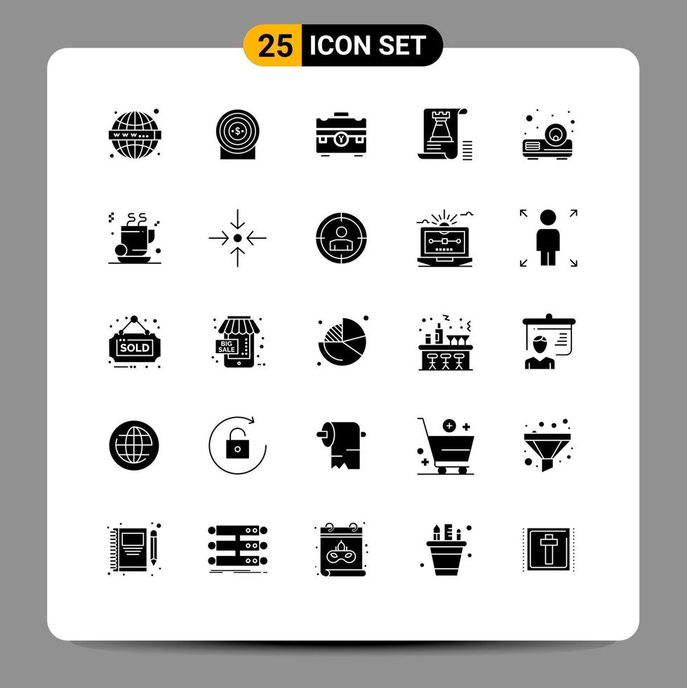 Stock Vector Icon Pack of 25 Line Signs and Symbols for fort tower bag castle portfolio Editable Vector Design Elements