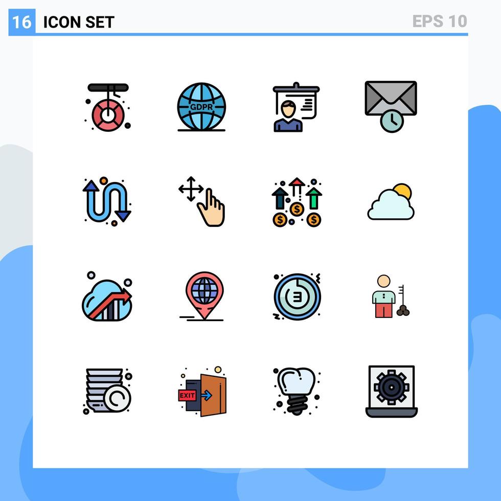 paquete de iconos de vectores de stock de 16 signos y símbolos de línea para elementos de diseño de vectores creativos editables de escuela de correo de red de tiempo repetido