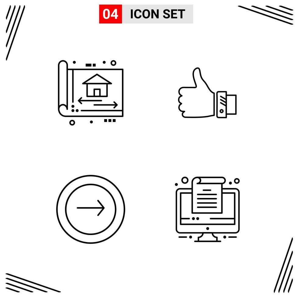 4 Icons Line Style Grid Based Creative Outline Symbols for Website Design Simple Line Icon Signs Isolated on White Background 4 Icon Set Creative Black Icon vector background