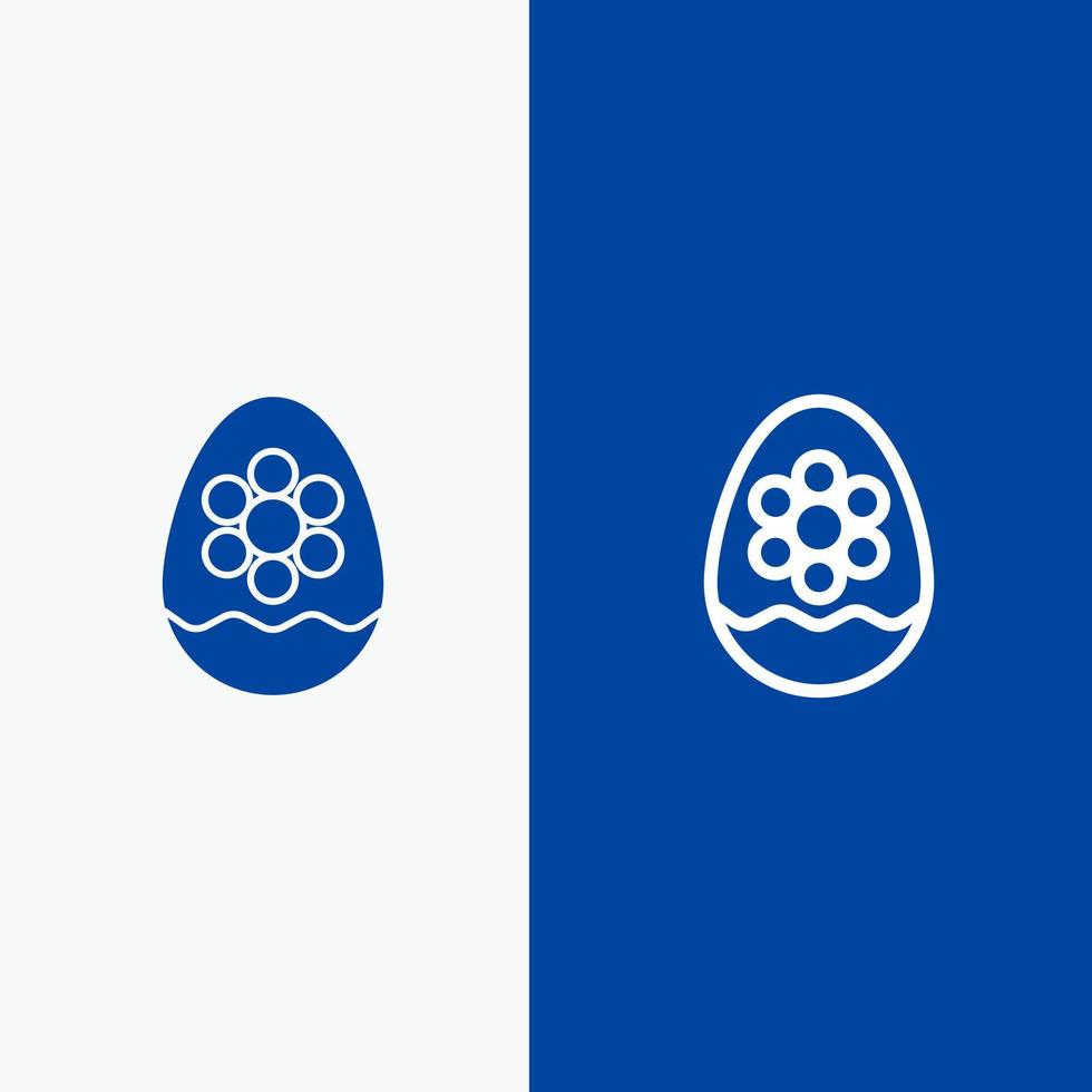 Egg Decoration Easter Flower Plant Line and Glyph Solid icon Blue banner Line and Glyph Solid icon Blue banner vector