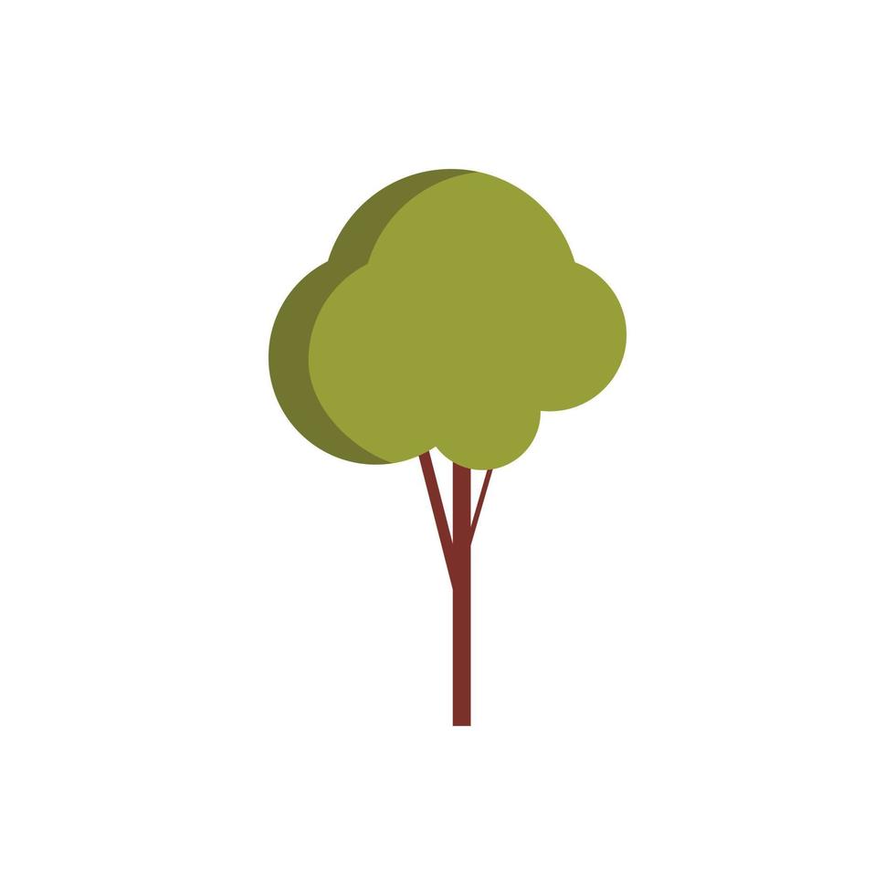 árbol verde con un icono de corona redondeada, estilo plano vector
