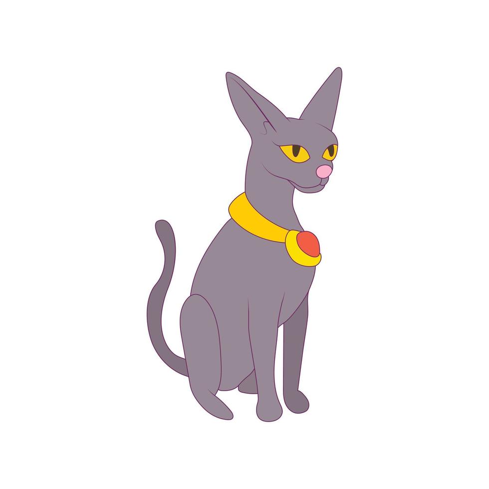 Egyptian cat icon in cartoon style vector