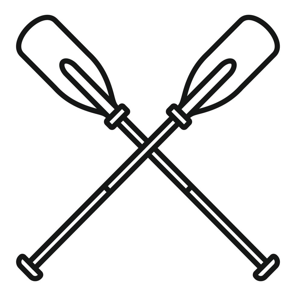 Metal crossed oars icon, outline style vector