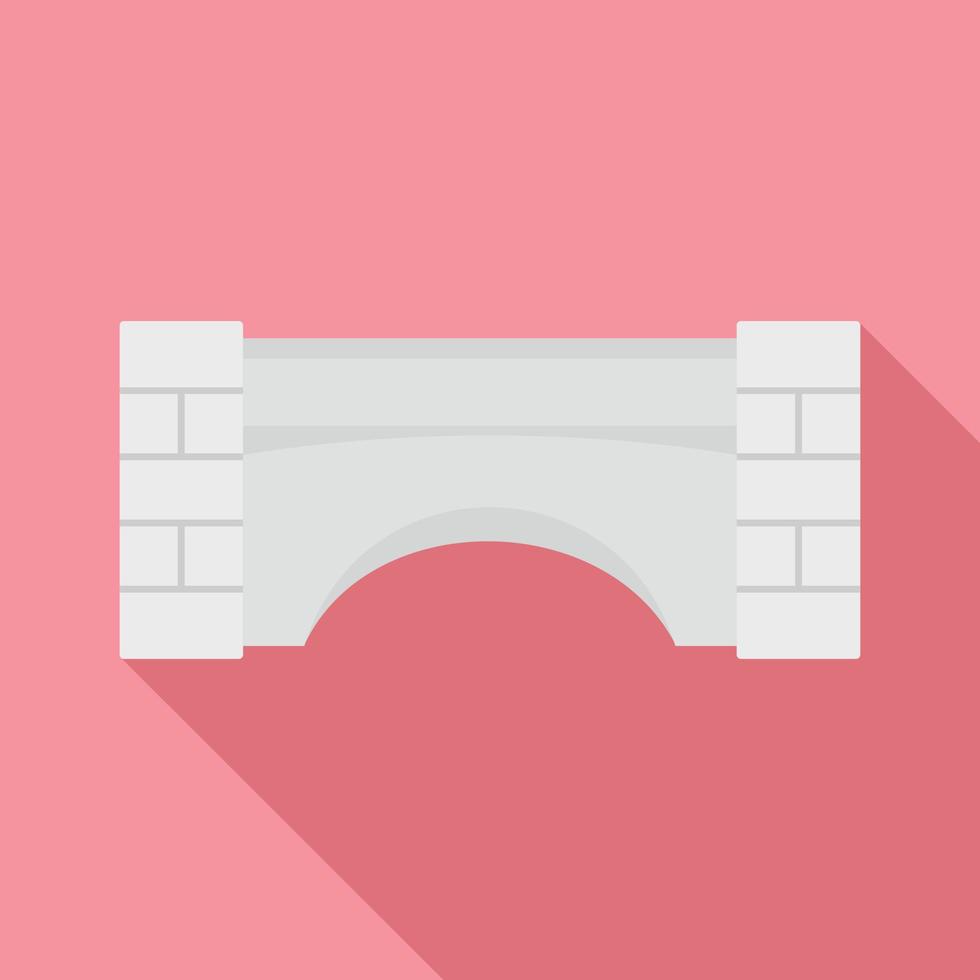 viejo, puente de piedra, icono, plano, estilo vector