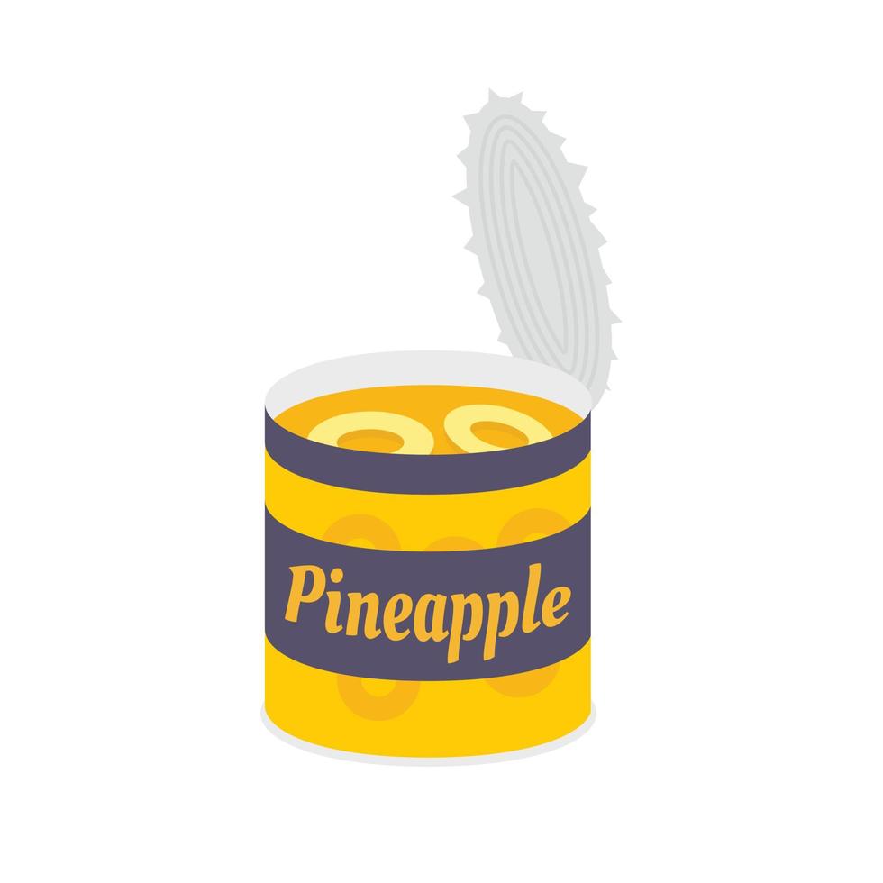 Pineapple tin can icon, flat style vector