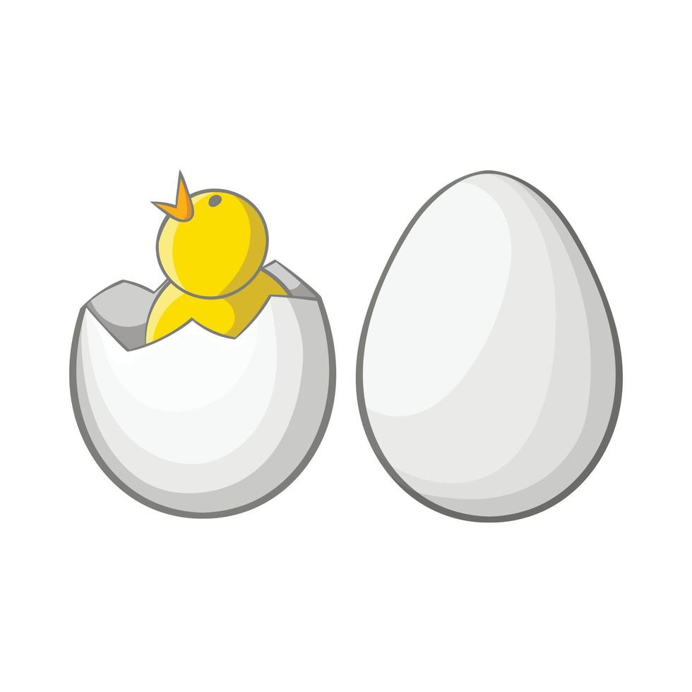 Chick in egg icon, cartoon style vector