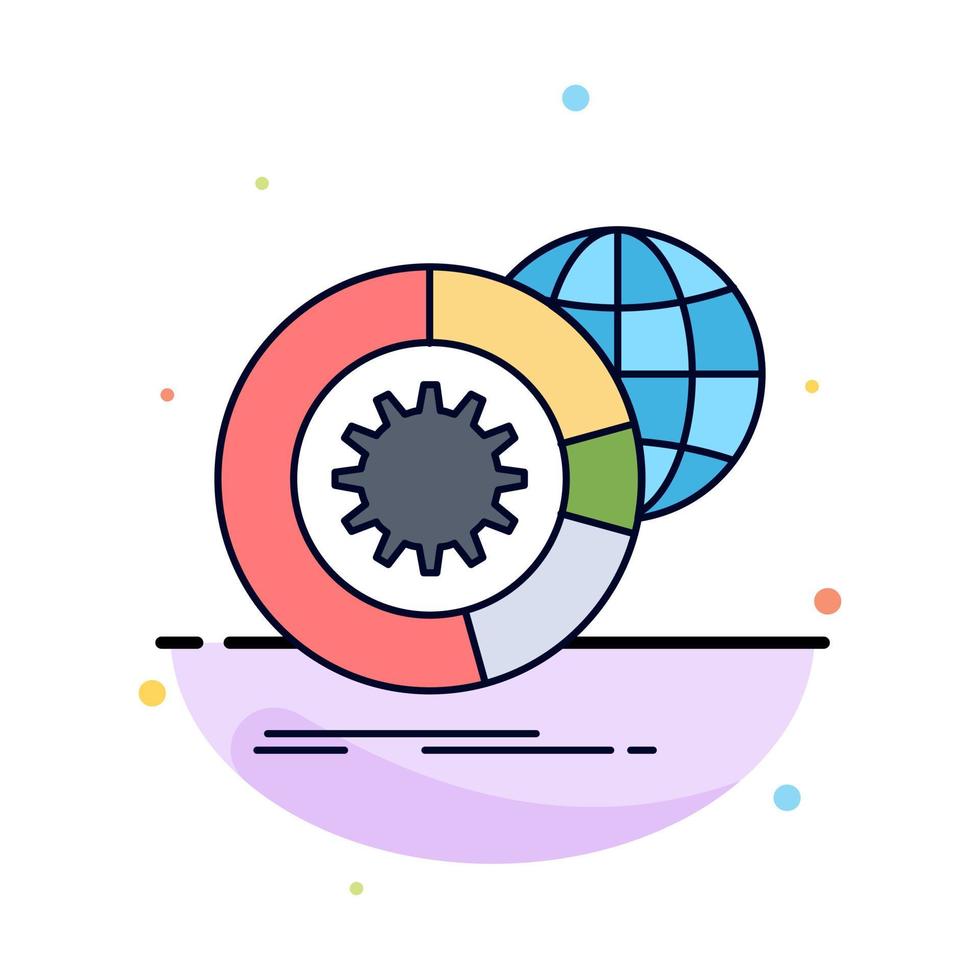 data big data analysis globe services Flat Color Icon Vector