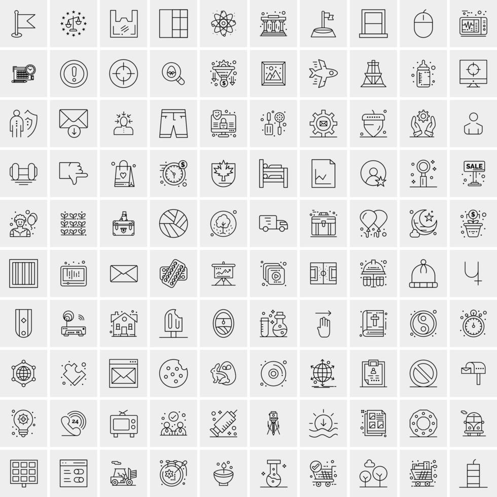 Pack of 100 Universal Line Icons for Mobile and Web vector