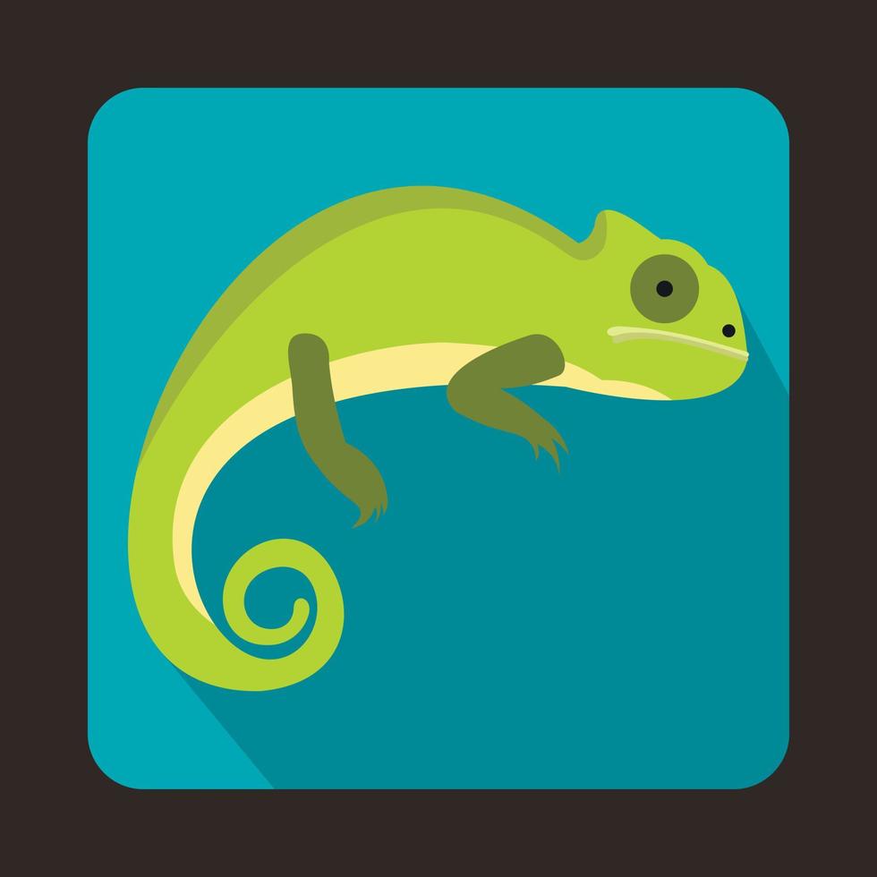 Green iguana icon, flat style vector