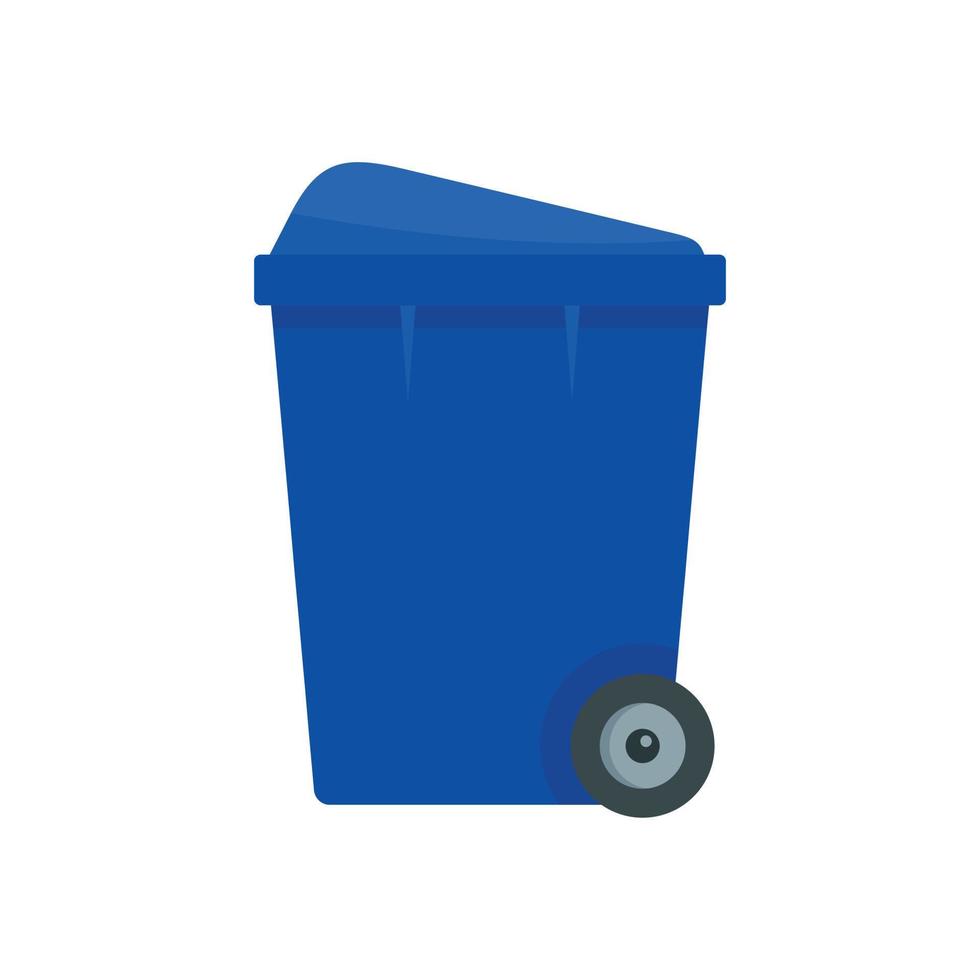 icono de caja de basura azul, estilo plano vector