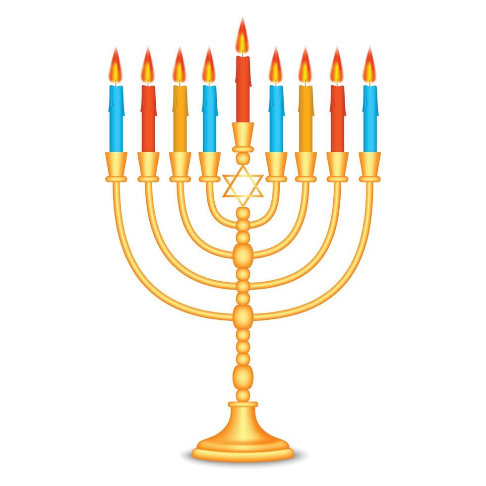 Jewish candle stand icon, realistic style vector