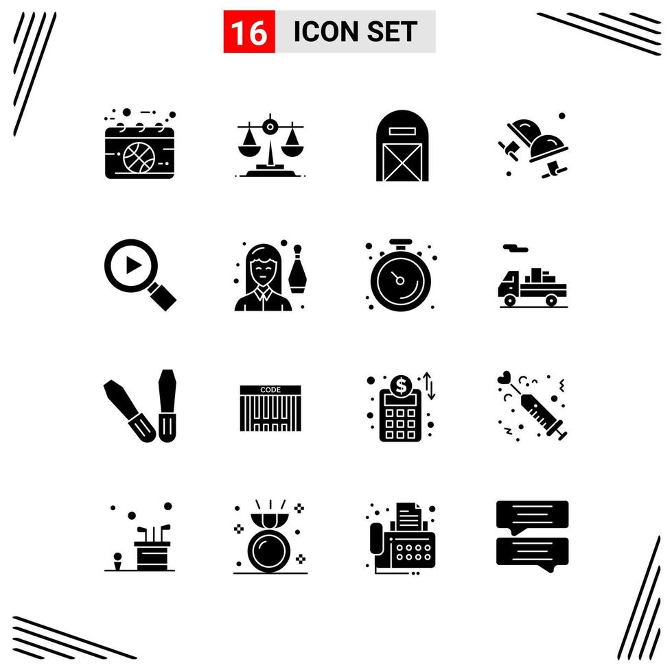 16 Icons Solid Style Grid Based Creative Glyph Symbols for Website Design Simple Solid Icon Signs Isolated on White Background 16 Icon Set Creative Black Icon vector background