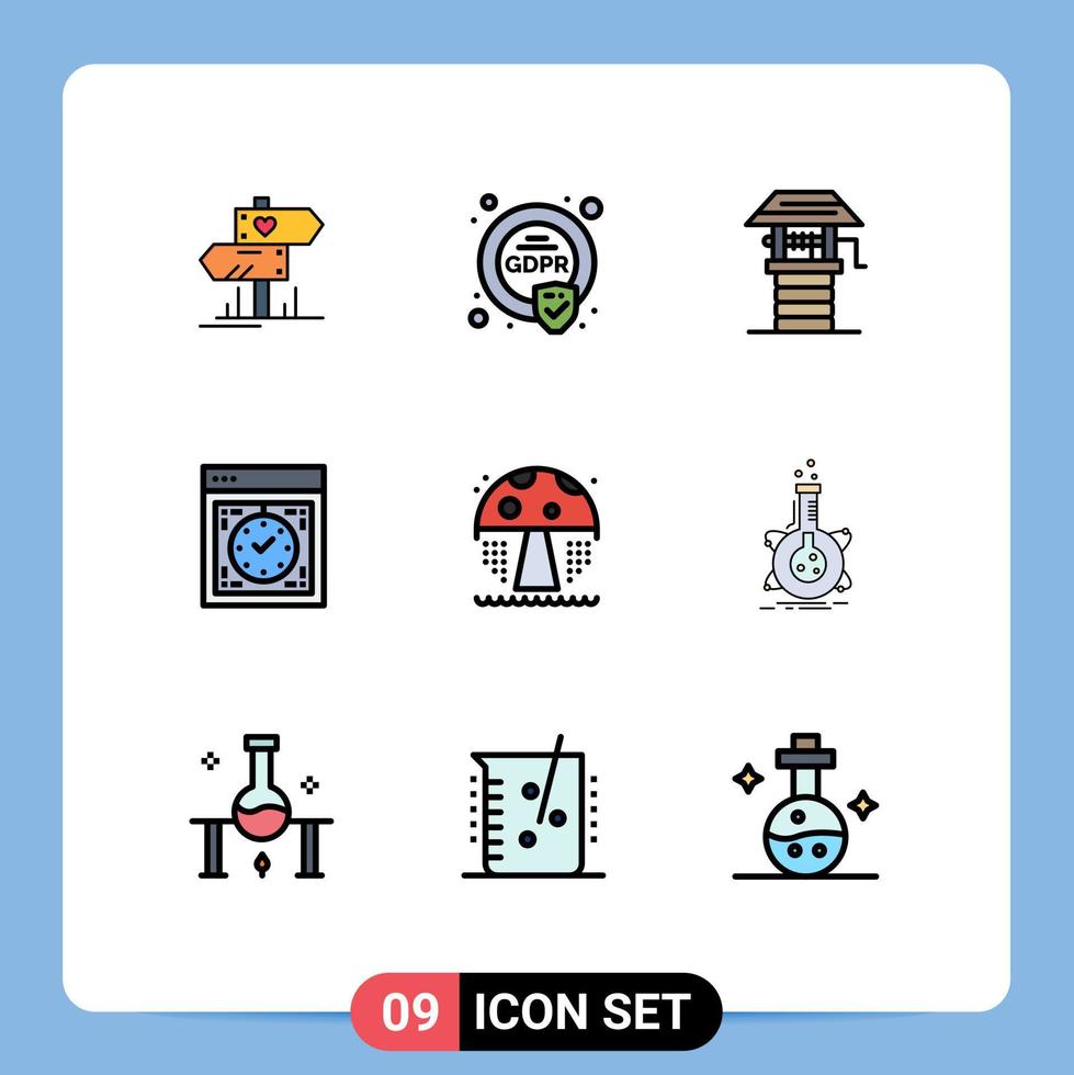 9 Filledline Flat Color concept for Websites Mobile and Apps water watch agriculture device computer Editable Vector Design Elements