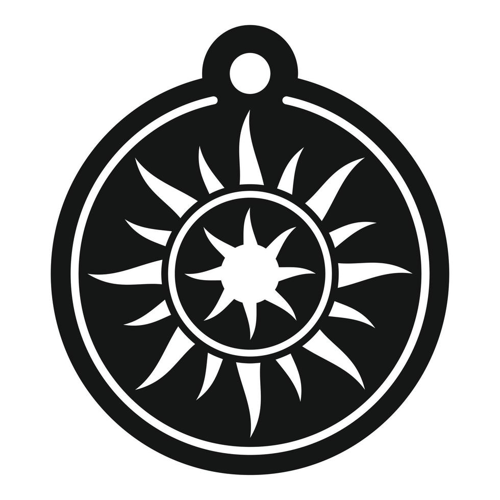 Magic sun medallion icon, simple style vector