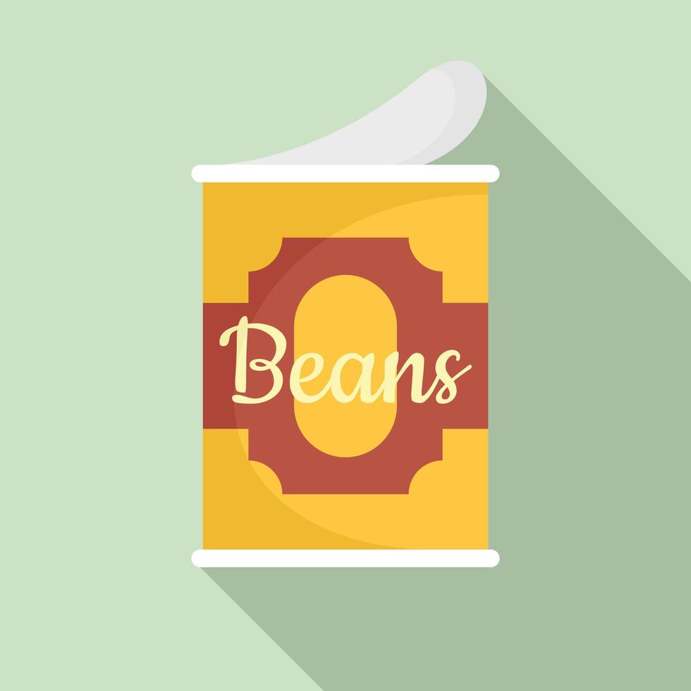 Beans tin can icon, flat style vector