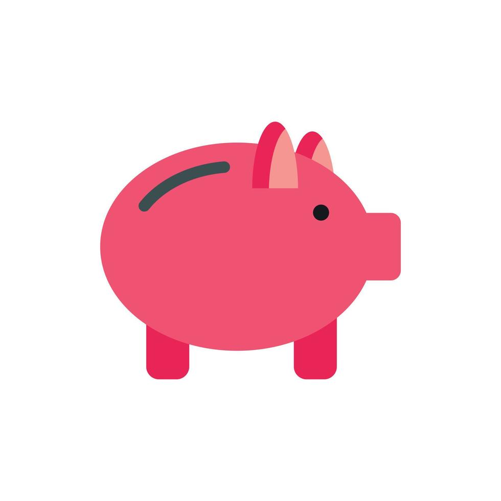 Pink piggy bank icon, flat style vector