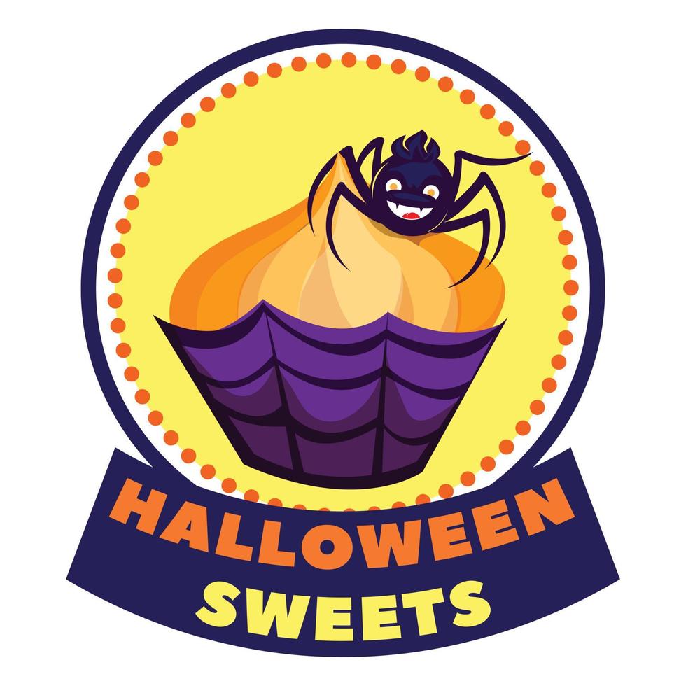 Halloween sweet logo, cartoon style vector