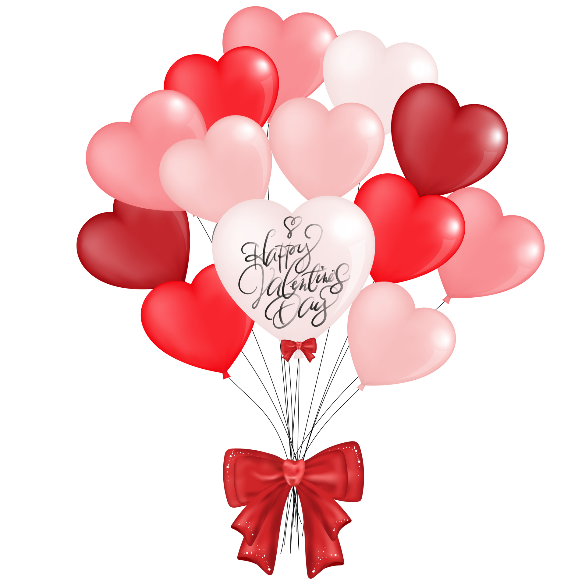 3D Heart Balloon isolated, illustration Group of Red and White Heart