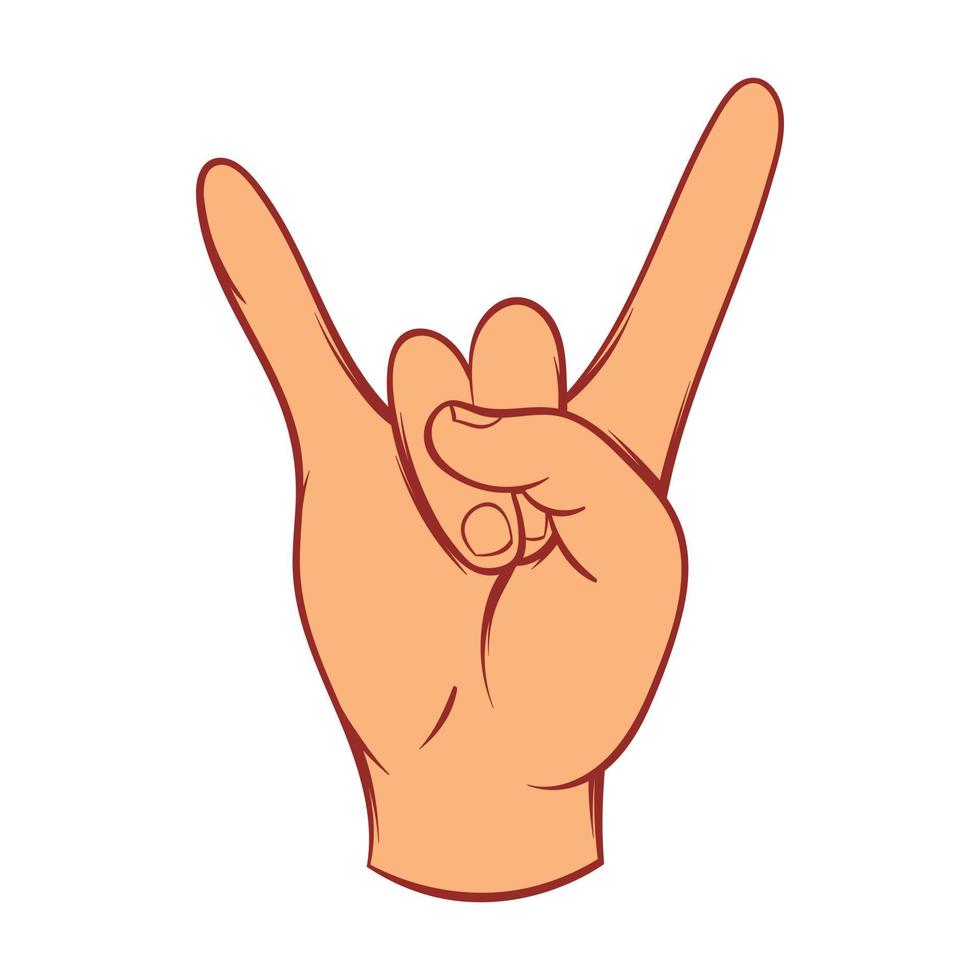 Rock and Roll hand sign icon, cartoon style vector