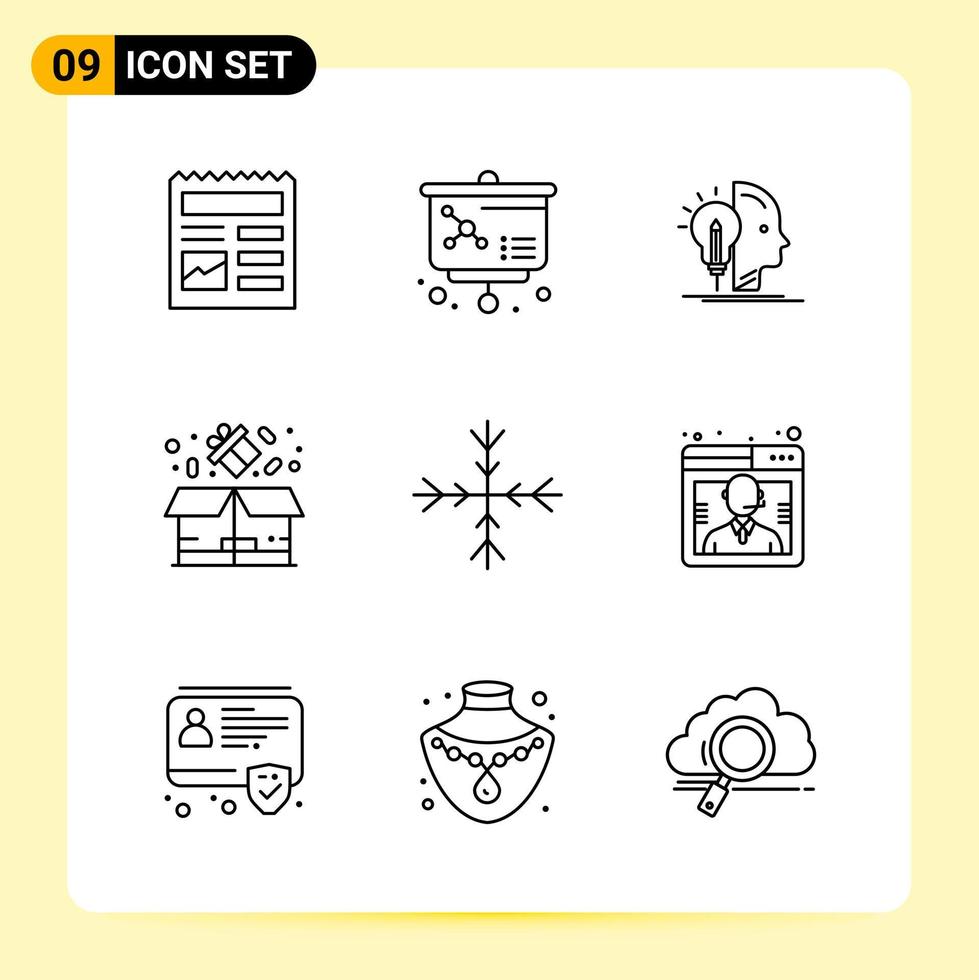 9 Creative Icons for Modern website design and responsive mobile apps 9 Outline Symbols Signs on White Background 9 Icon Pack vector