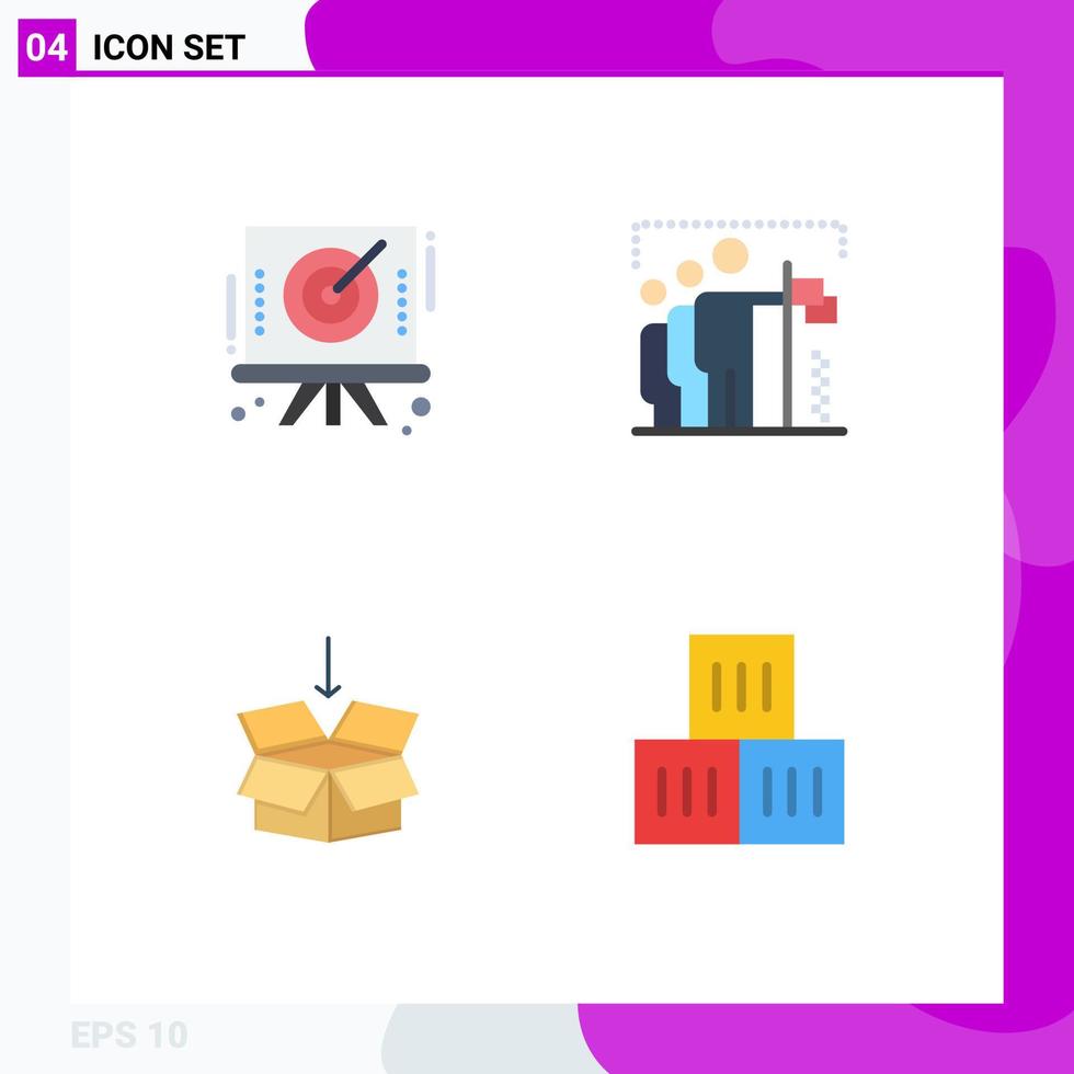 4 Creative Icons Modern Signs and Symbols of arrow box target win shepping Editable Vector Design Elements