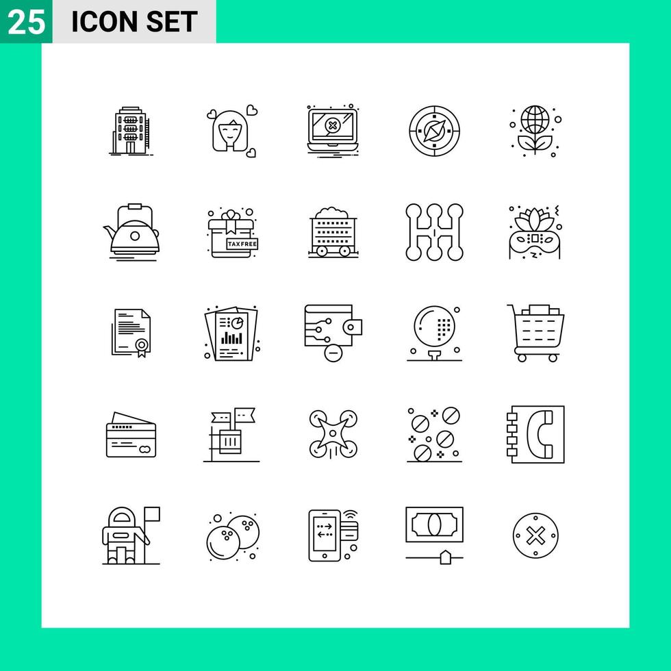 Set of 25 Commercial Lines pack for location navigator avatar navigation problem Editable Vector Design Elements