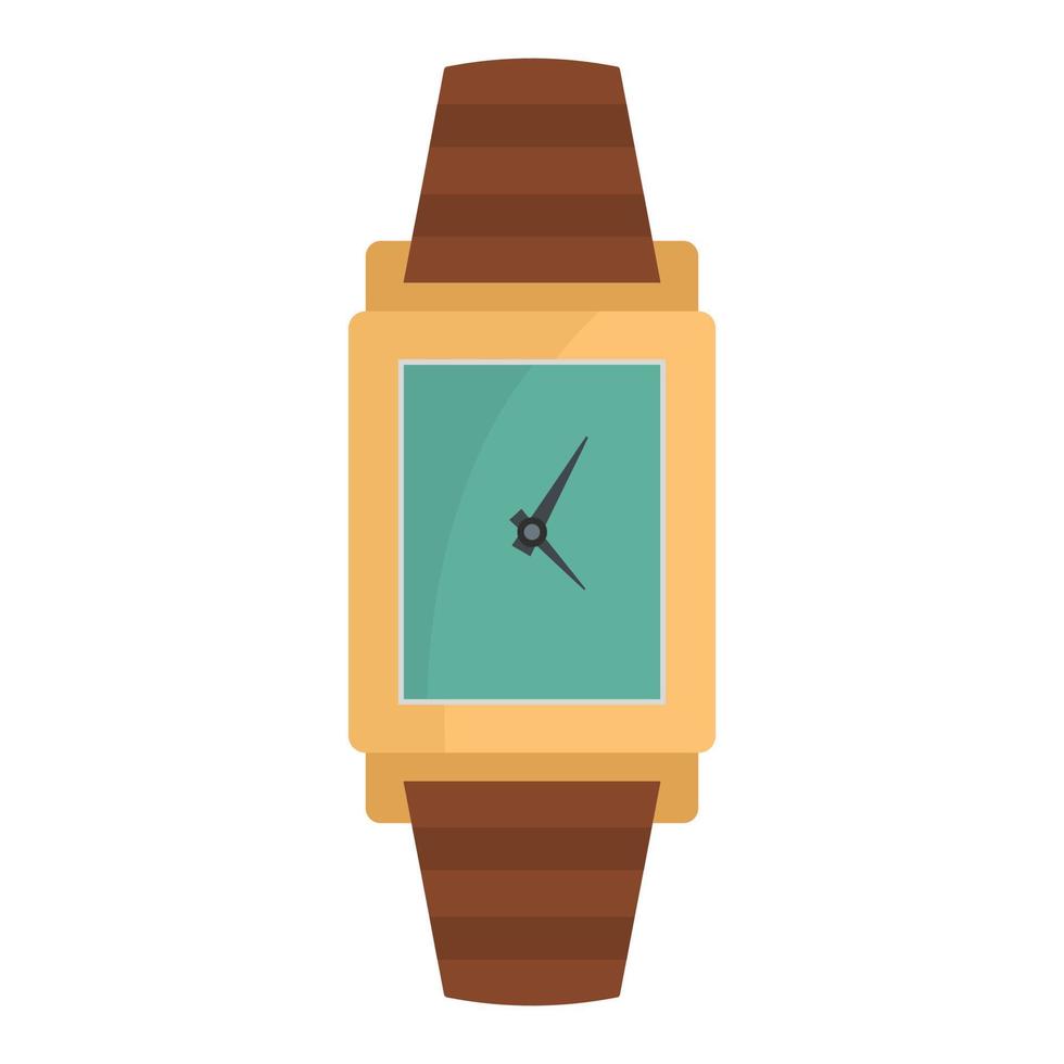 Wristwatch wood icon, flat style vector