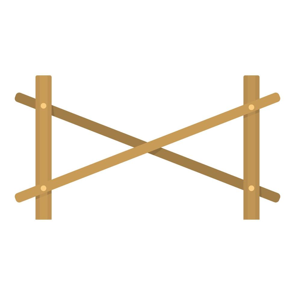 Fence of two rod icon, flat style. vector