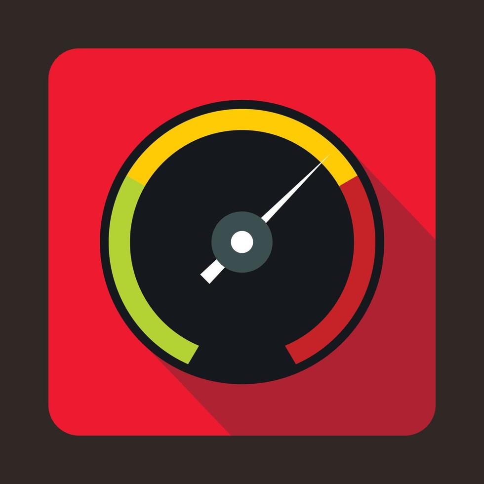 Speedometer with colored stripes icon, flat style vector