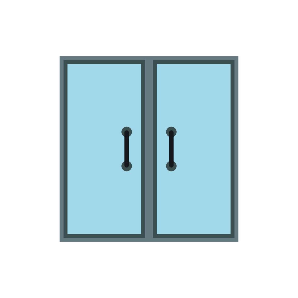 Double glass door icon, flat style vector