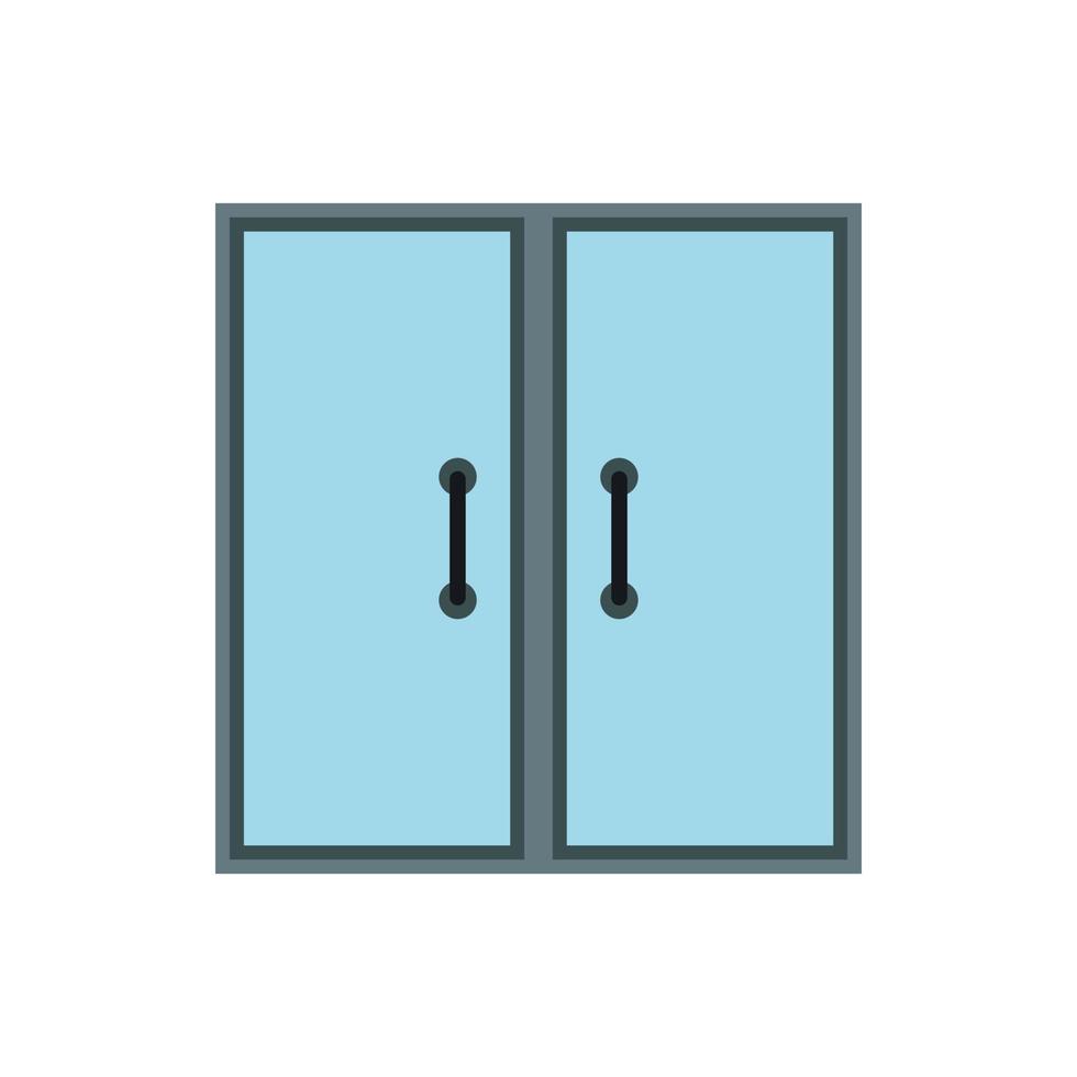 Double glass door icon, flat style vector