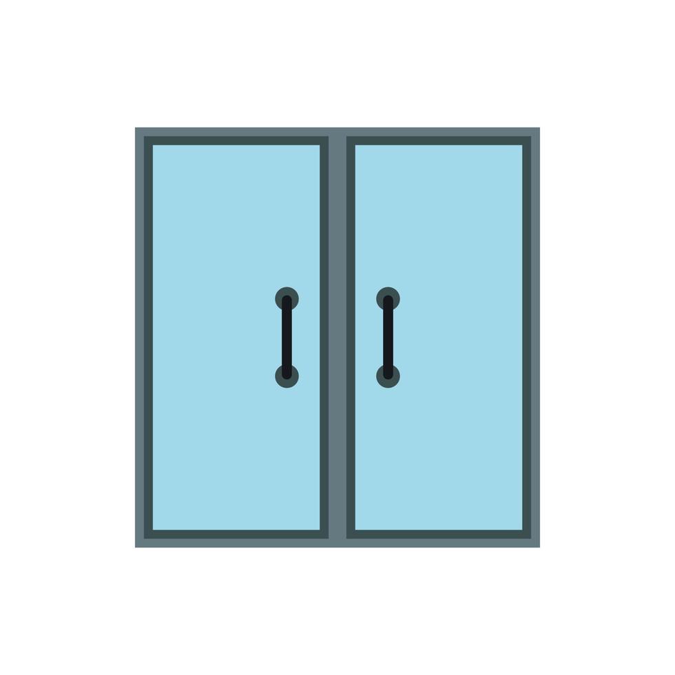 icono de puerta de vidrio doble, estilo plano vector