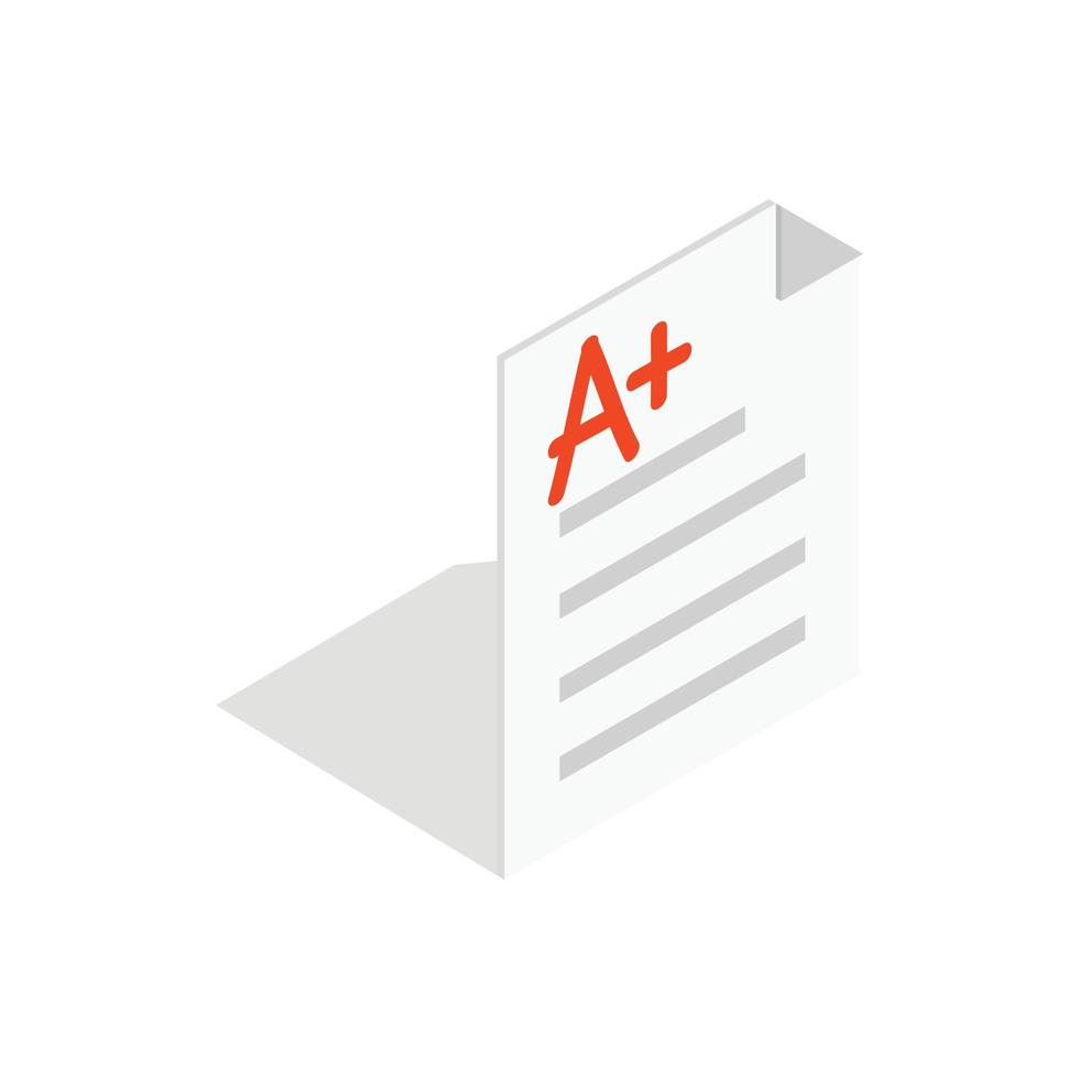 Perfect grade on a paper test icon vector