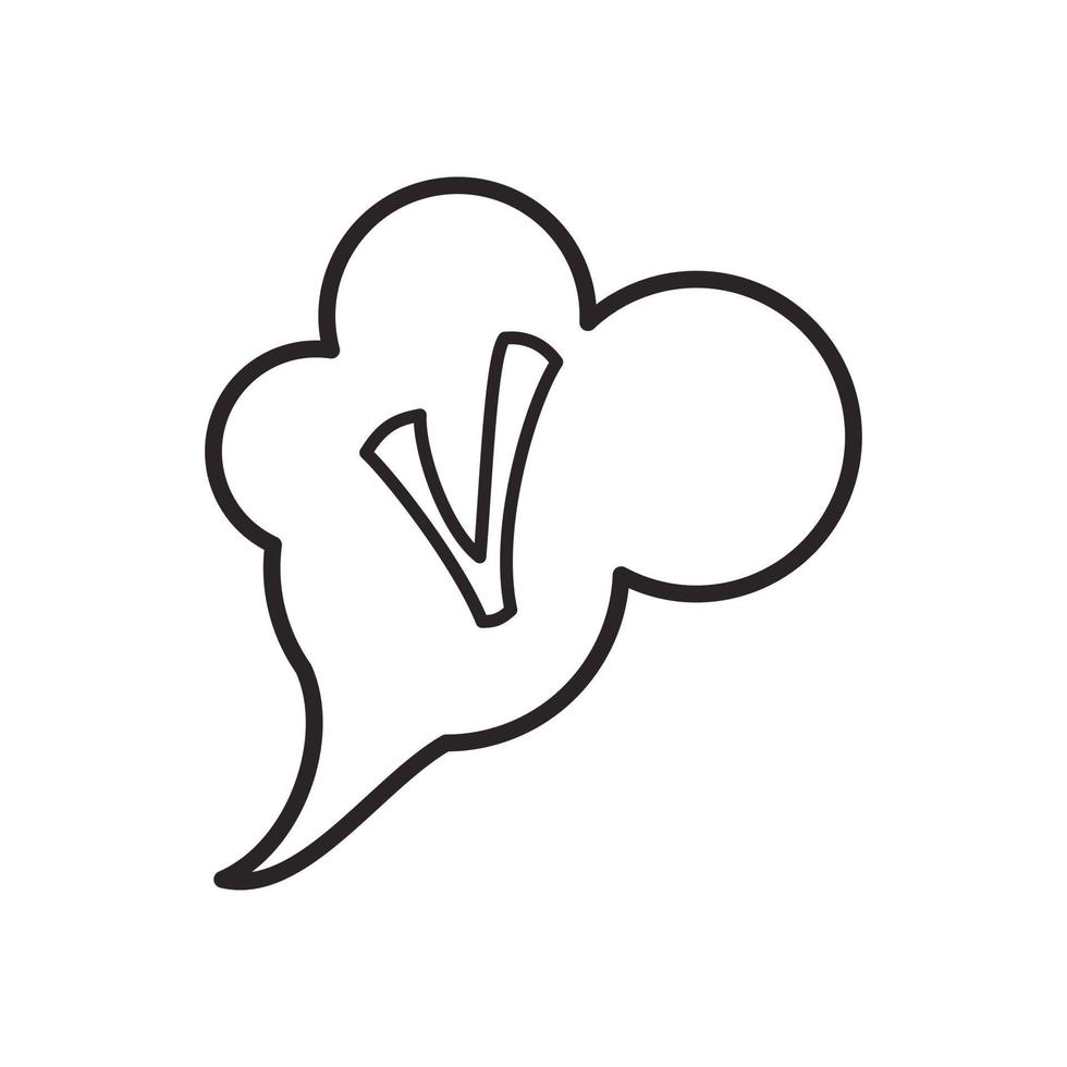 Checkmark in cloud icon, outline style vector