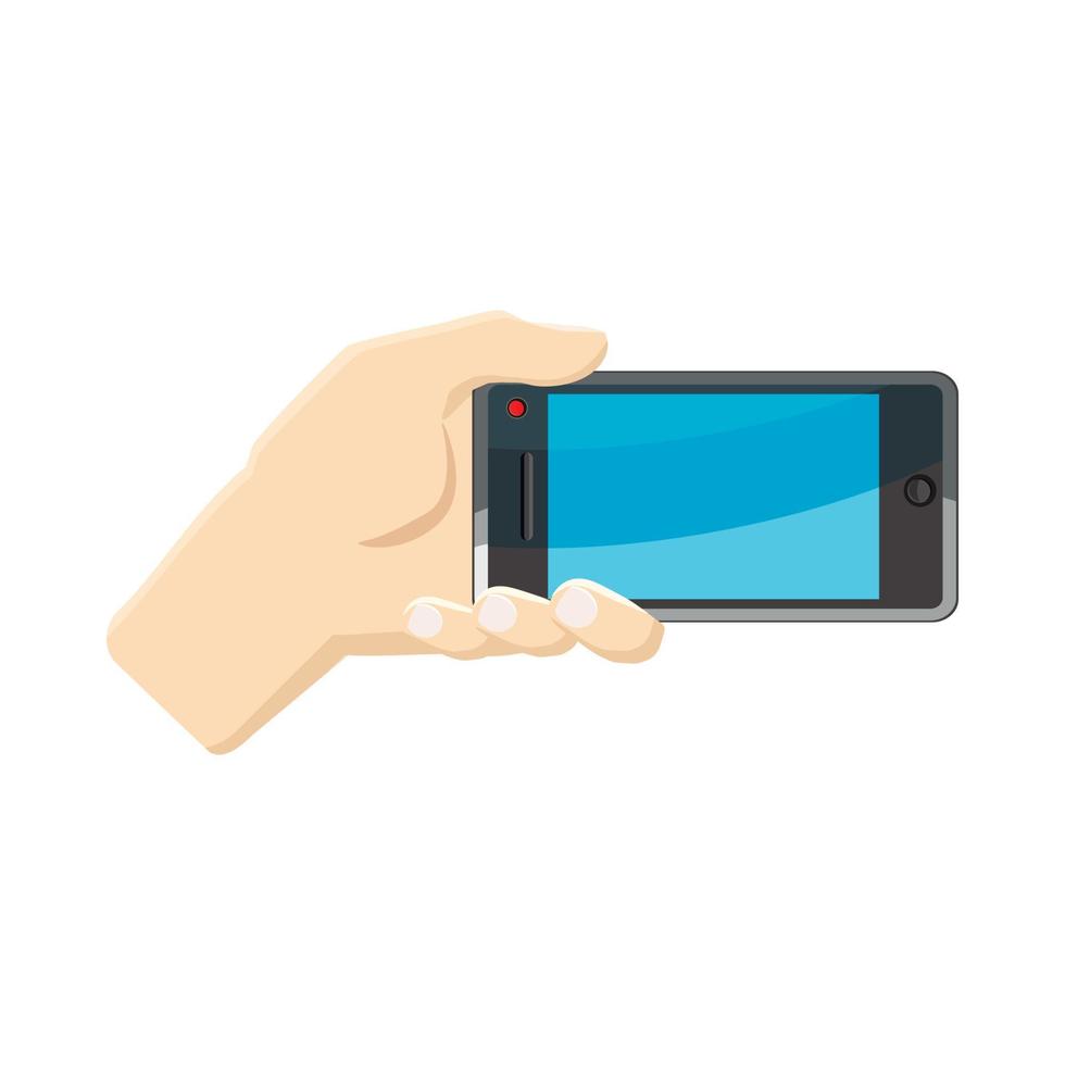 Selfie with mobile smart phone icon, cartoon style vector