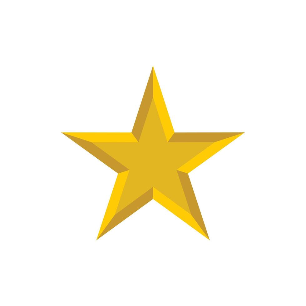 Golden star icon, flat style vector