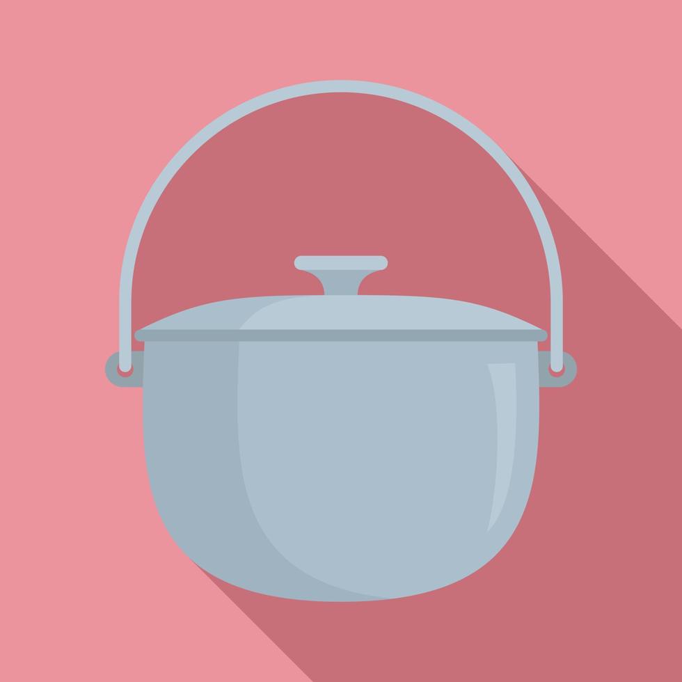 Camp cauldron icon, flat style vector