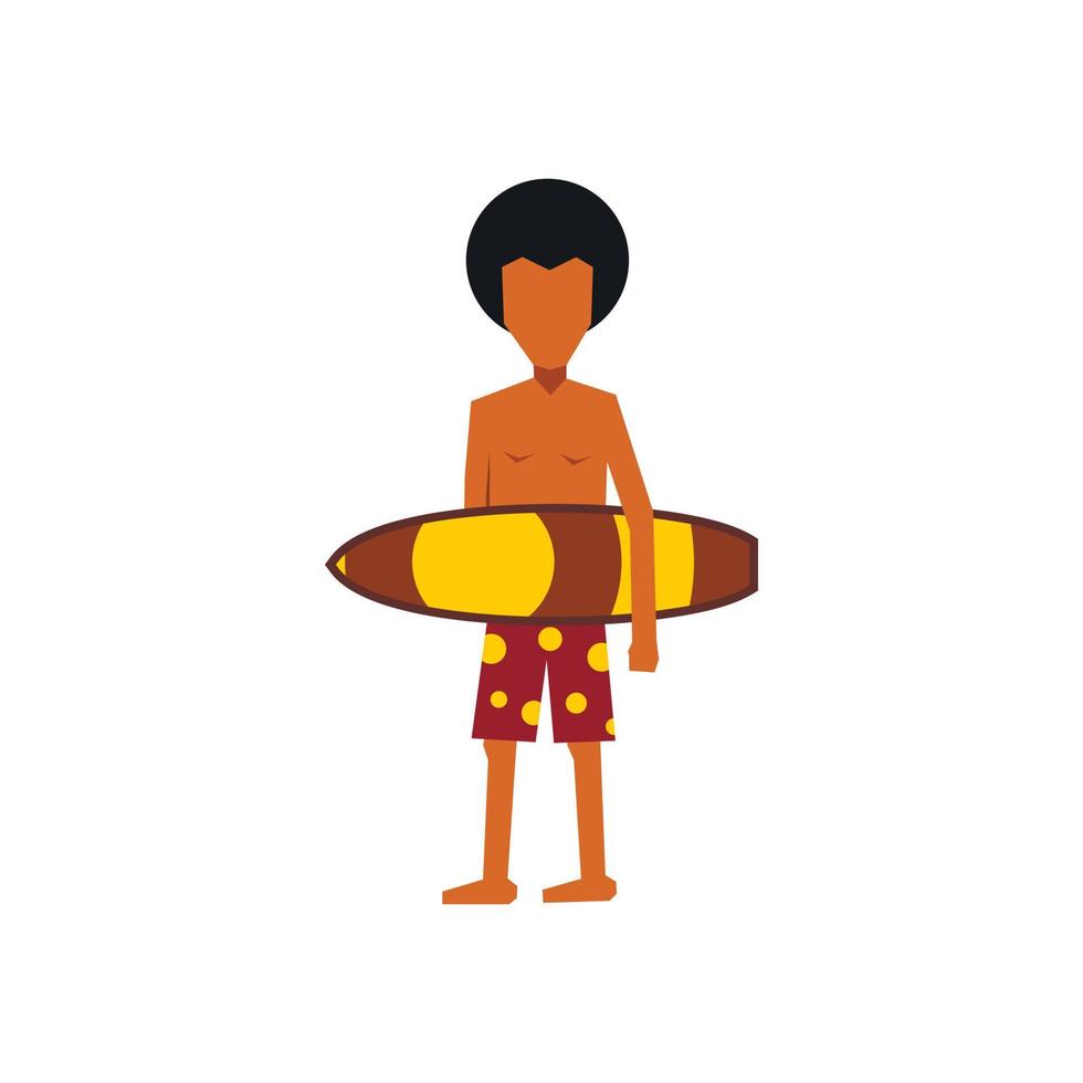Surfer man holding yellow surfboard icon vector
