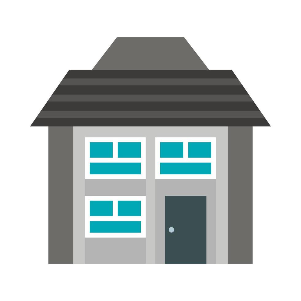 Gray two storey house icon, flat style vector