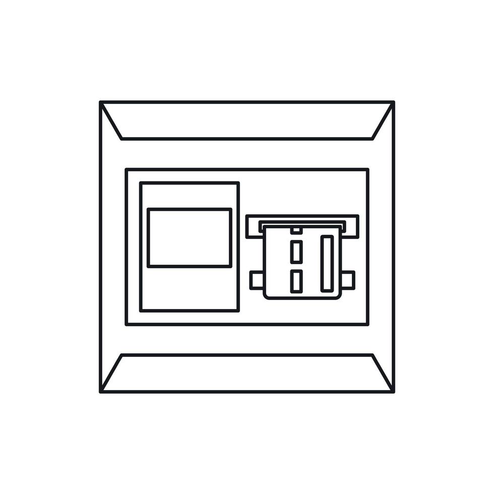 icono de cajero automático, estilo de esquema vector